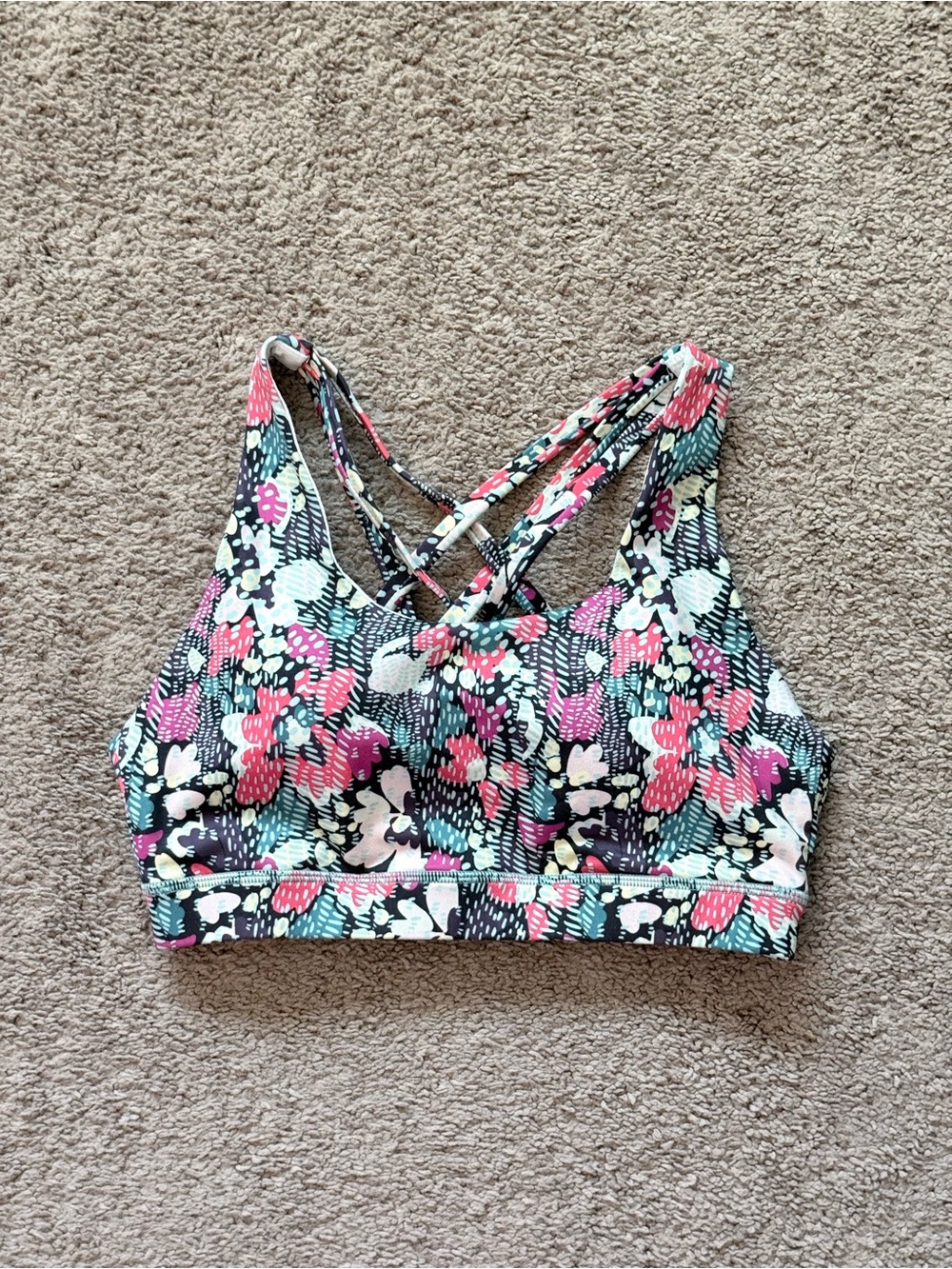 Senita vintage floral strappy sports bra